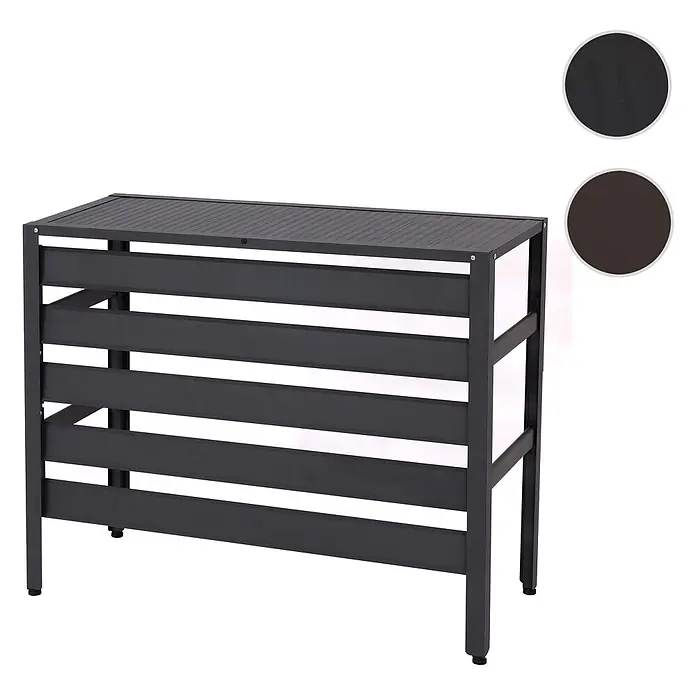 Mendler Alu Verkleidung für Klimaanlage/Wärmepumpe HWC-K59 Metall - grau -  - Dunkelgrauer Aluminium-Außenlagerschrank mit Lamellendesign, ideal für Garten und Terrasse.