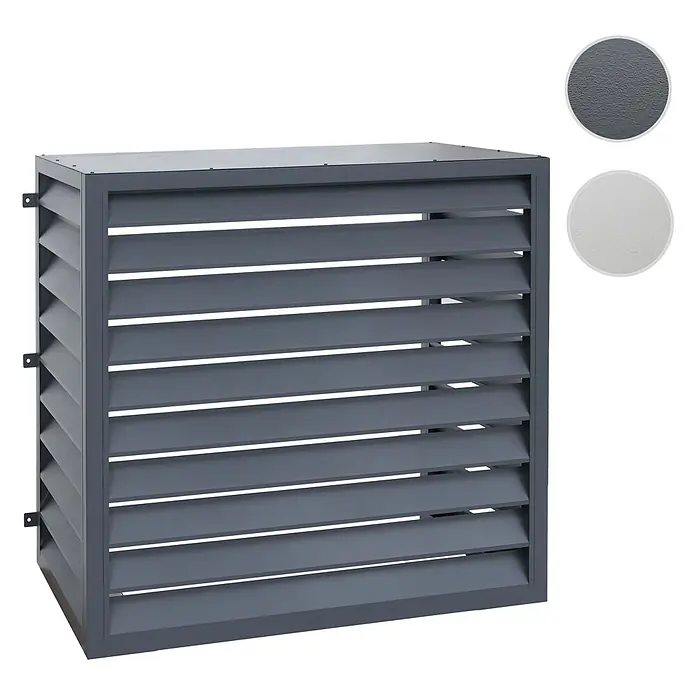 Mendler Verkleidung für Klimaanlage/Wärmetauscher HWC-O43-4 - anthrazit -  - Dunkelgraue Lamellenabdeckung aus Metall mit strukturierter Oberfläche für Außengeräte.