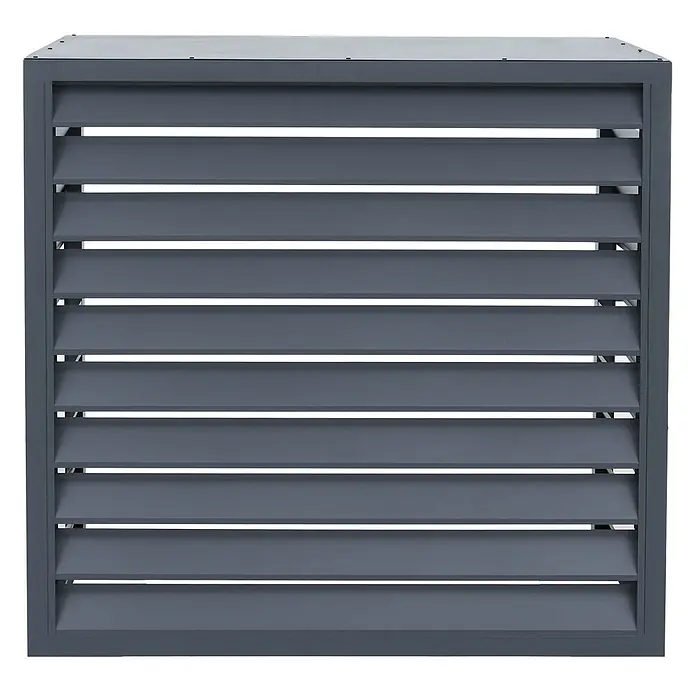 Mendler Verkleidung für Klimaanlage/Wärmetauscher HWC-O43-4 - anthrazit -  - Dunkelgraue Metallabdeckung mit horizontalen Lamellen für Außengeräte.