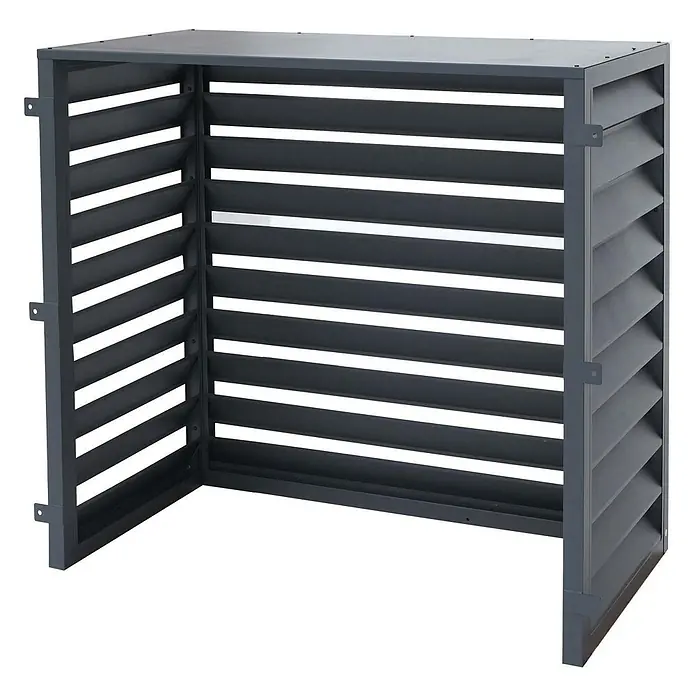 Mendler Verkleidung für Klimaanlage/Wärmetauscher HWC-O43-4 - anthrazit -  - Grau lamellenförmige Metallverkleidung, ideal zum Verbergen von Außengeräten oder Mülleimern.