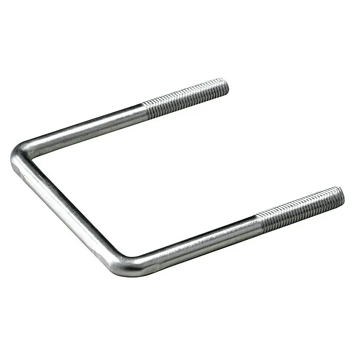Bügelschraube - M 12, Lichte Höhe: 130 mm, Lichte Breite: 42 mm, Stahl - Ein U-förmiger Bolzen aus Metall mit Gewinde an beiden Enden, ideal für Befestigungen und Konstruktionen.