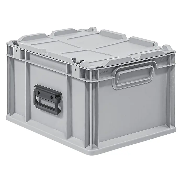 Eurobox NextGen Portable 23,5x30x40cm 20L -  - Graue Kunststoff-Stapelbox mit Deckel und seitlichen Griffen.