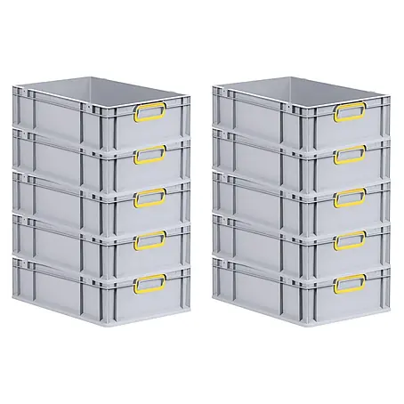 SparSet 10x Eurobox NextGen Color  17x40x60cm 34L Griffe gelb  Grau
