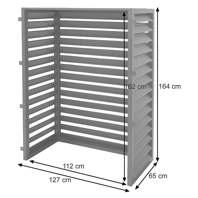 Mendler Verkleidung für Klimaanlage/Wärmetauscher HWC-O43-7 - anthrazit -  - Graue, lamellenartige Outdoor-Sichtschutzwand mit Maßen.