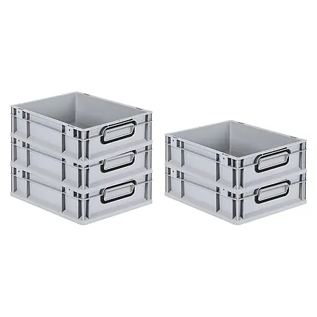 SparSet 5x Eurobox NextGen Color  12x30x40cm 11L Griffe schwarz  Grau