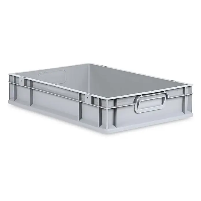 Eurobox NextGen Grip 12x40x60cm 23L Griffe geschlossen Glatter Boden Grau -  - Grauer, rechteckiger Kunststoff-Lagerbehälter mit integrierten Griffen, stapelbar.