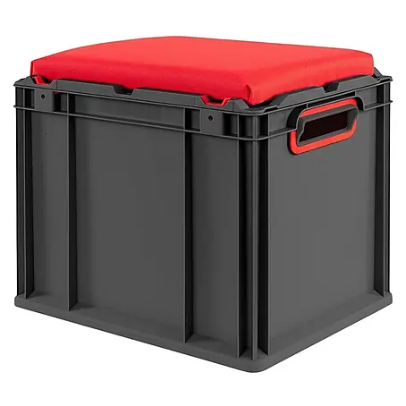 Eurobox Nextgen Seat Box Rot, 36,5x30x40cm, 30L, Griffe Offen, Schwarz