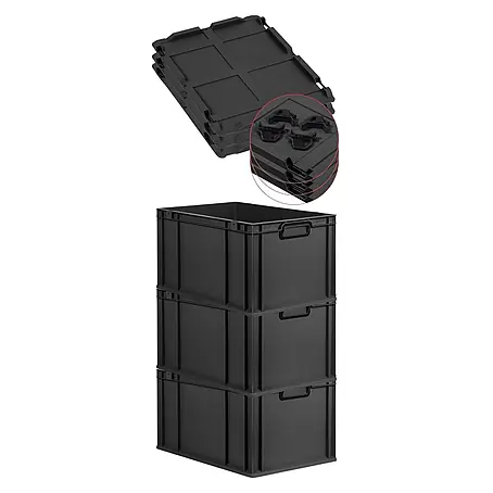 SuperSparSet 3xEurobox NextGen Color 32x40x60 65L Schwarz Griffe schwarz
