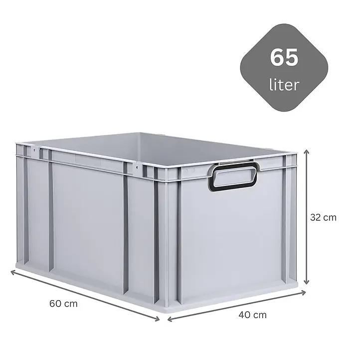 SparSet 10x Eurobox NextGen Color 32x40x60cm 65L Griffe schwarz -  - Graue Kunststoff-Lagerbox mit Griffen, 65 Liter Fassungsvermögen, Maße 60x40x32 cm.