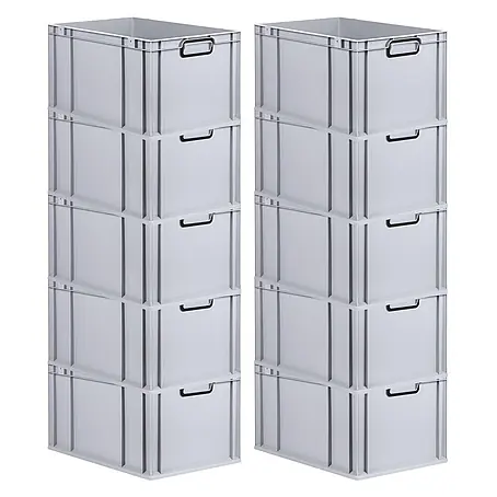 SparSet 10x Eurobox NextGen Color 32x40x60cm 65L Griffe schwarz