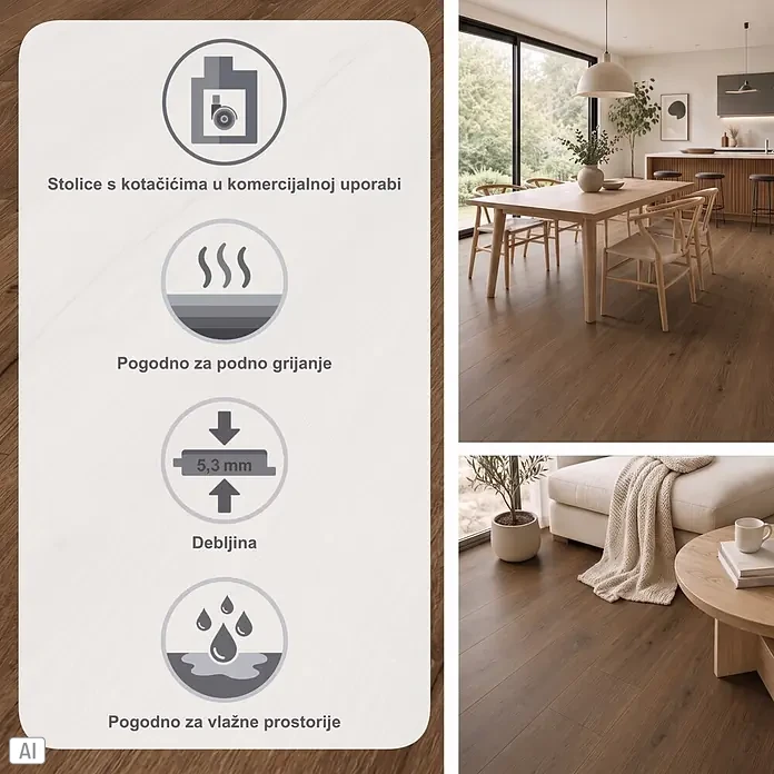 Parador Vinylboden Basic 5.3 - Eiche Cambridge geräuchert, Landhausdiele, 1.209 x 225 x 5,3 mm - Brauner Holzoptik-Bodenbelag, 5,3 mm dick, geeignet für gewerbliche Nutzung, Fußbodenheizung und Feuchträume.
