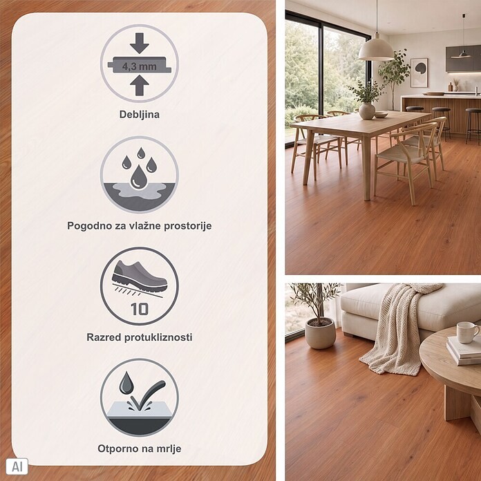 b!design Vinylboden SPC (Eiche Natural, Landhausdiele, 1 220 x 182 x 4,3 mm) | BAUHAUS