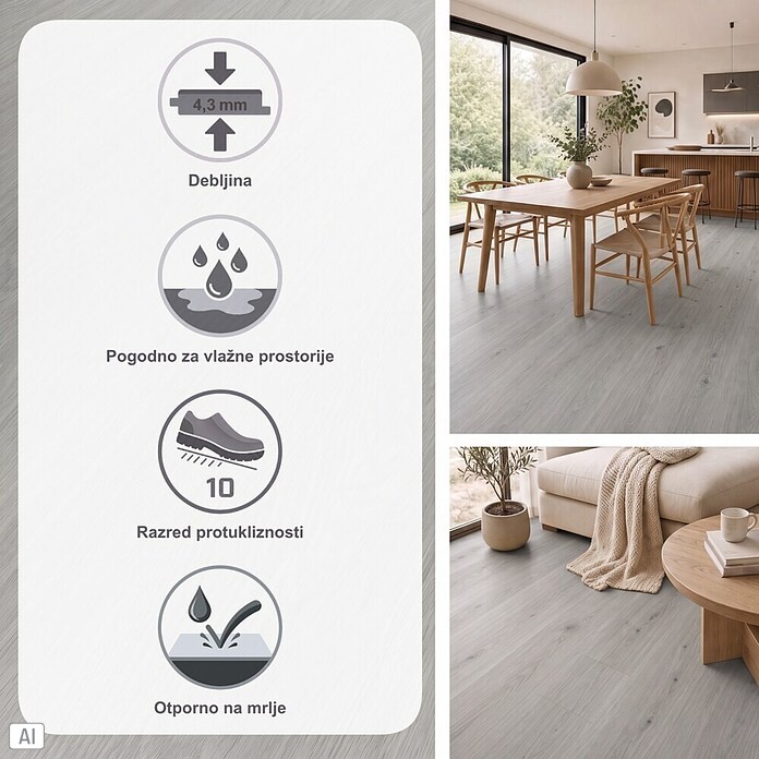 b!design Vinylboden SPC (Eiche Pilatus, Landhausdiele, 1 220 x 182 x 4,3 mm) | BAUHAUS