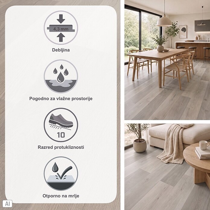 b!design Vinylboden SPC (Eiche Brunni, Landhausdiele, 1 220 x 182 x 4,3 mm) | BAUHAUS