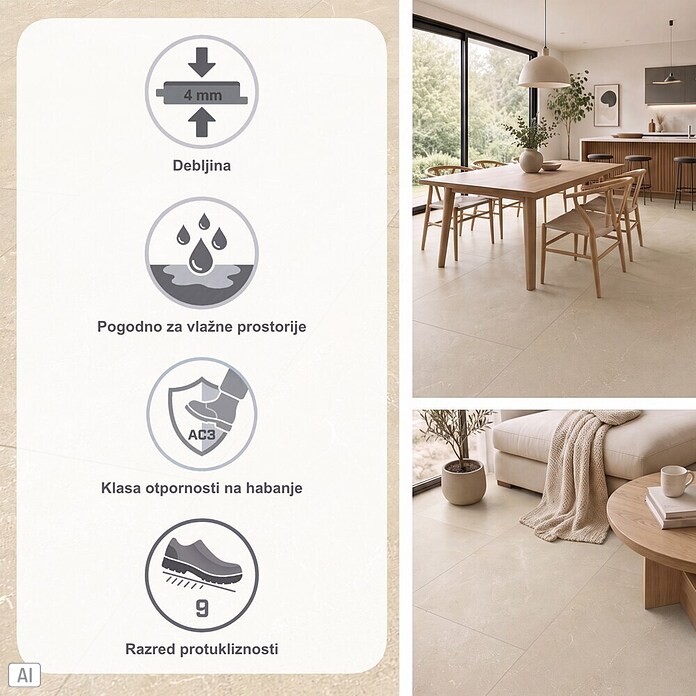 Vinylboden Rigid (Concrete Sahara, Fliese, 812 x 406 x 4 mm) | BAUHAUS