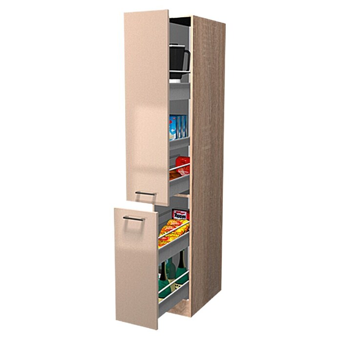 Flex-Well Palma Apotheker-Hochschrank (57 x 30 x 200 cm, Dekor Front: Kaschmir Glanz, Dekor Korpus: Sonoma Eiche (außen))