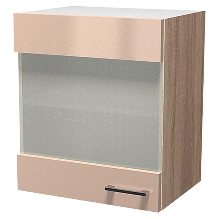 Flex-Well Palma Glas-Hängeschrank (32 x 50 x 54 cm, Dekor Front: Kaschmir Glanz, Dekor Korpus: Sonoma Eiche (außen))