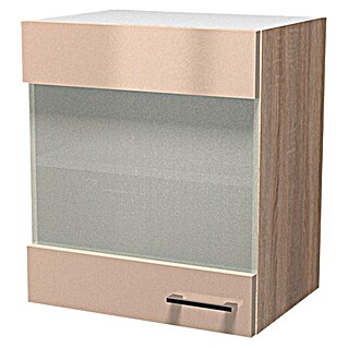 Flex-Well Palma Glas-Hängeschrank (32 x 50 x 54 cm, Dekor Front: Kaschmir Glanz, Dekor Korpus: Sonoma Eiche (außen))