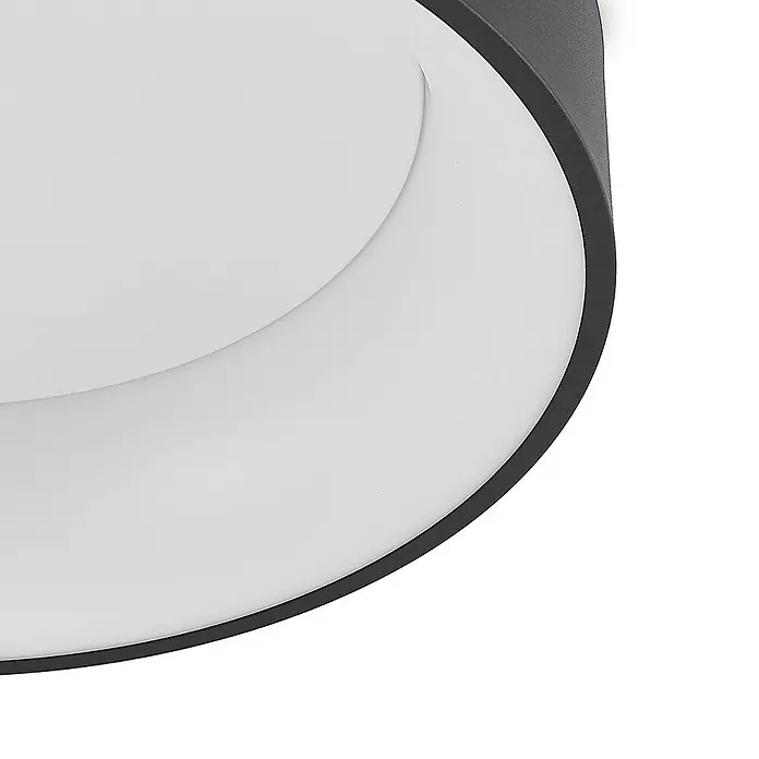 Arcchio LED Deckenlampe in schwarz, weiß, Deckenleuchte rund -  - Runde Deckenleuchte mit dunkelgrauem Rand und weißem Diffusor.