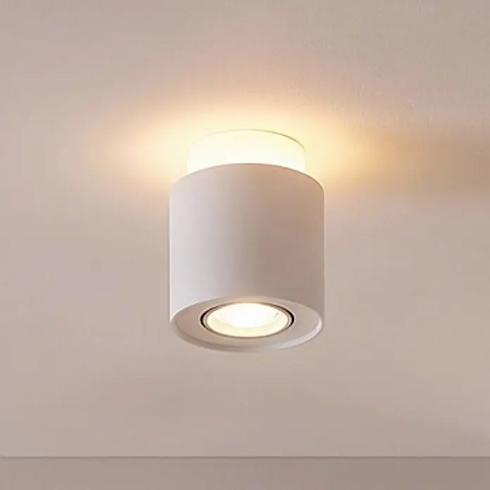 Arcchio Deckenlampe in weiß, Deckenstrahler -  - Weiße zylindrische Deckenaufbauleuchte, strahlt warmes Licht nach oben und unten aus.