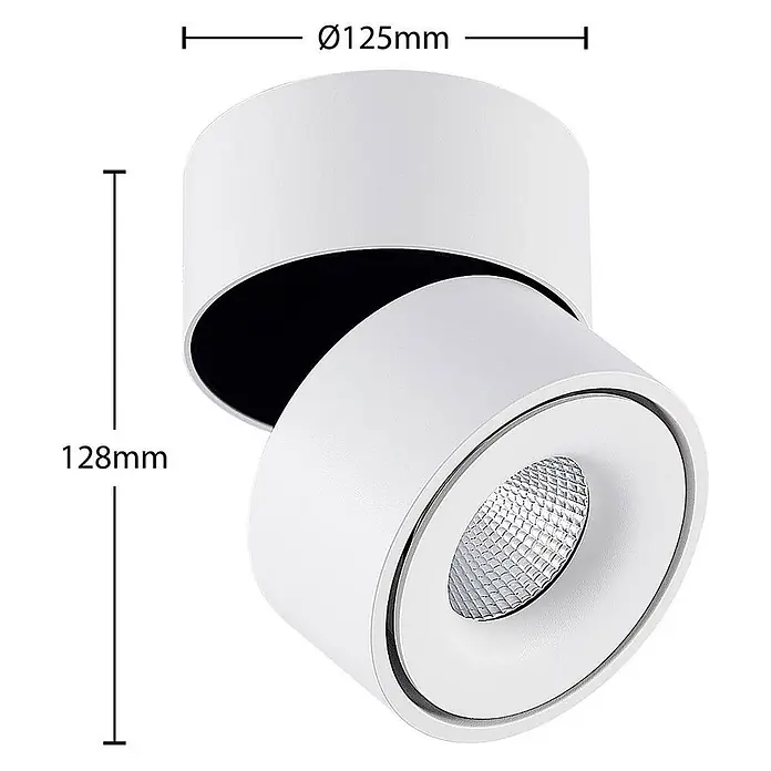 Arcchio LED Deckenlampe in weiß, Deckenstrahler -  - Weißer zylindrischer, verstellbarer Aufbau-Strahler mit Ø 125mm und 128mm Höhe.