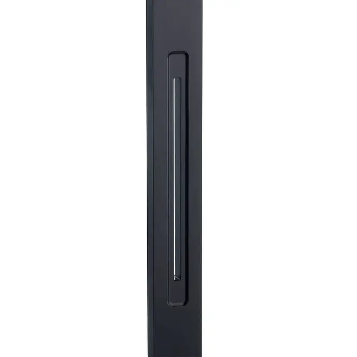 Lindby LED Schreibtischlampe in schwarz, dimmbar Tischlampe -  - Dunkelgraue, rechteckige Leuchte mit vertikalem, eingelassenem Lichtband.