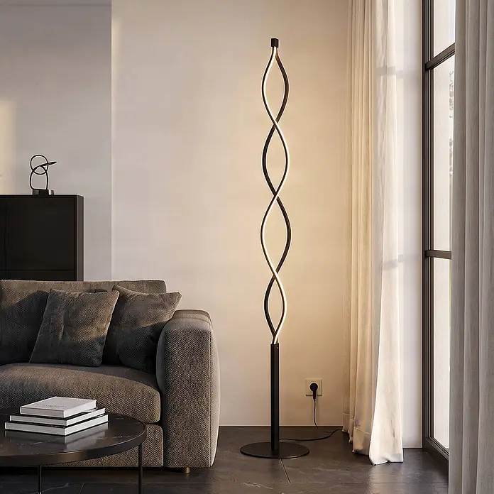 Lindby LED Stehlampe Metall, dimmbar per Touchschalter, Schlafzimmer, Büro - 