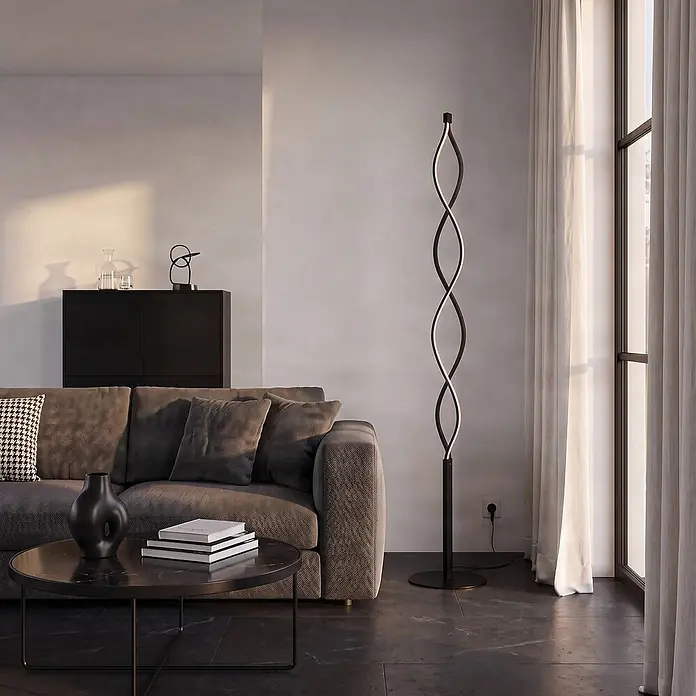Lindby LED Stehlampe Metall, dimmbar per Touchschalter, Schlafzimmer, Büro - 