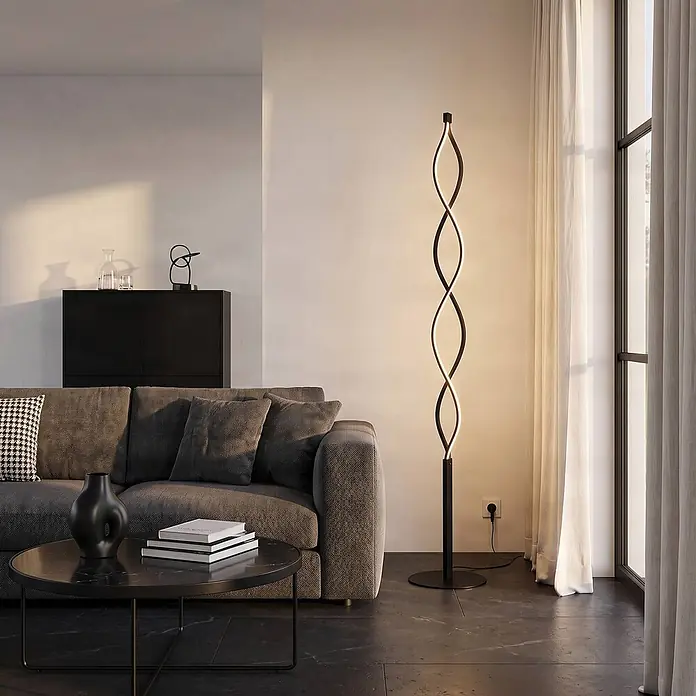 Lindby LED Stehlampe Metall, dimmbar per Touchschalter, Schlafzimmer, Büro - 