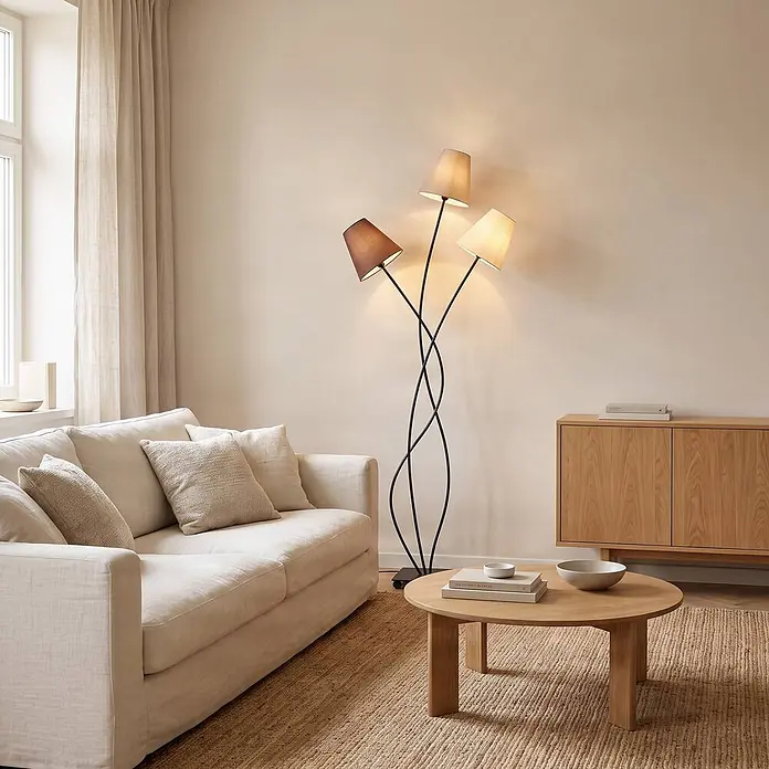 Lindby Stehlampe Wohnzimmer in braun, grau, Stehleuchte online kaufen bei BAUHAUS