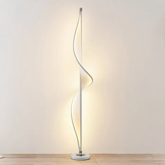 Lucande LED Stehlampe Wohnzimmer in weiß, chrom, Stehleuchte - 