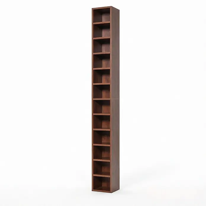 SONNENH Holzregal, MDF und Spanplatte, 21 x 20 cm, Braun -  - Hoher, dunkelbrauner Holz-Regalturm mit mehreren offenen Fächern.