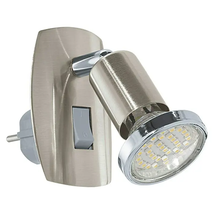Eglo Mini 4 Steckdosenspot - 3 W, Chrom - Wandleuchte mit LED-Spot, ideal als Leseleuchte oder zur gezielten Beleuchtung, mit Schalter und Stecker für einfache Installation.