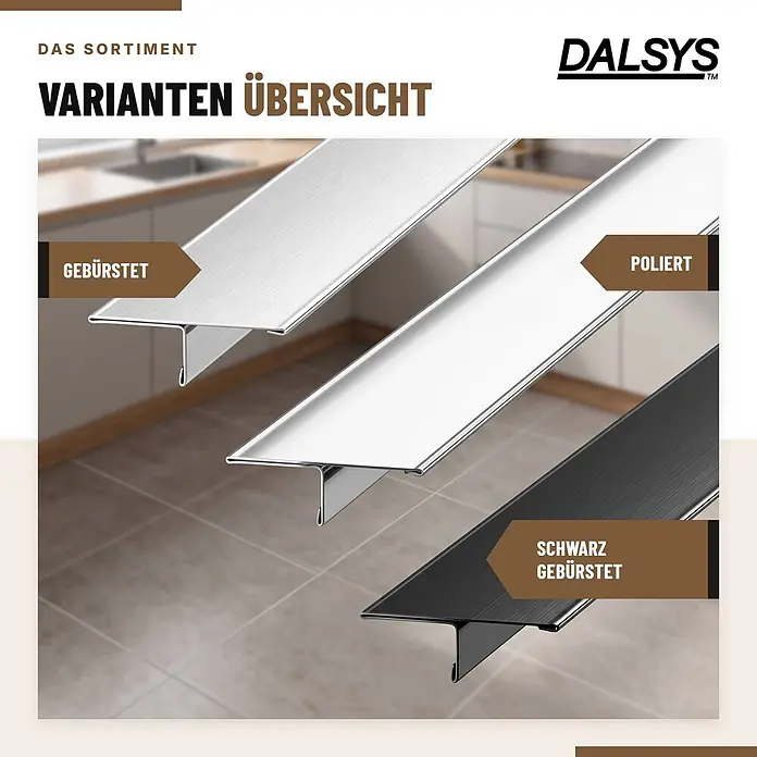 Dalsys T-Profil Fliesenschiene V2A Edelstahl Poliert 2,5 m x 25 mm - 