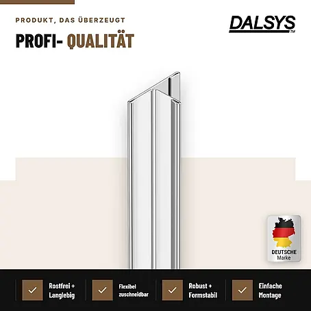 Dalsys T-Profil Fliesenschiene V2A Edelstahl Poliert 2,5 m 15 mm