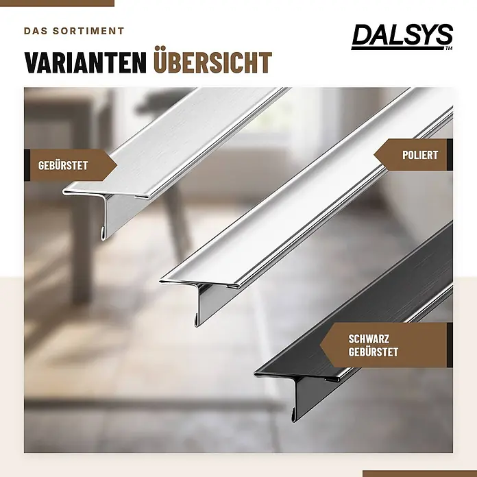 Dalsys T-Profil Fliesenschiene V2A Edelstahl Schwarz 2,5 m x 15 mm - 