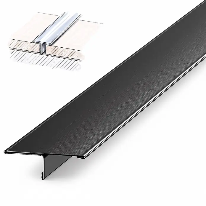 Dalsys T-Profil Fliesenschiene V2A Edelstahl Schwarz 2,5 m x 25 mm - 