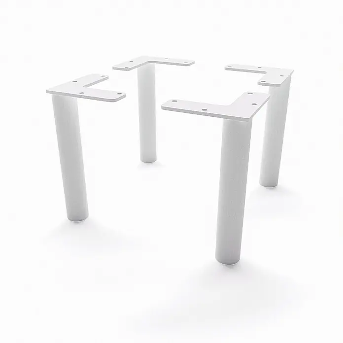 HEVVA 4x Möbelfüße - LINZ - Höhe 15 cm, Rund, Weiß - 