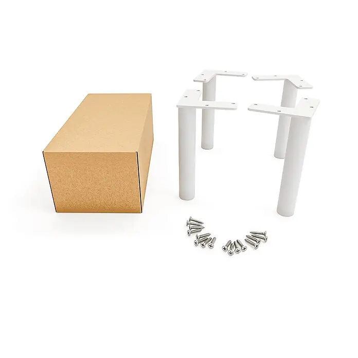 HEVVA 4x Möbelfüße - LINZ - Höhe 10 cm, Rund, Weiß - 