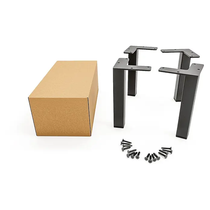 HEVVA 4x Möbelfüße - LUZERN - Höhe 20 cm,Quadratisch, Schwarz - 
