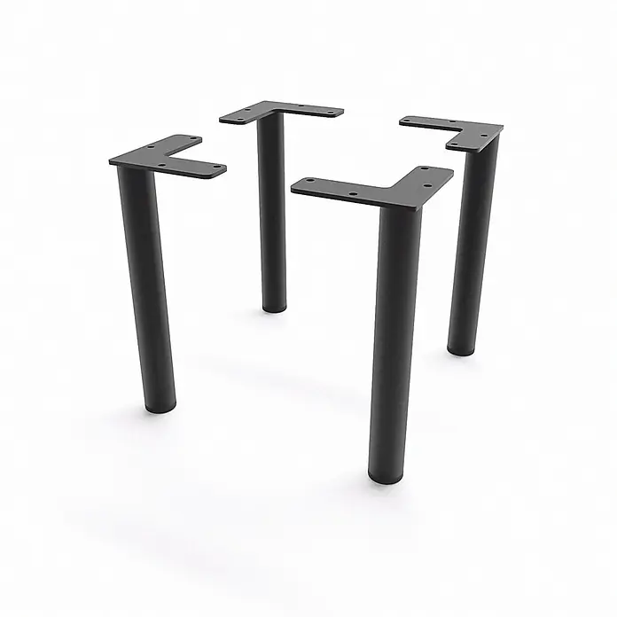 HEVVA 4x Möbelfüße - LINZ - Höhe 20 cm, Rund, Schwarz - 