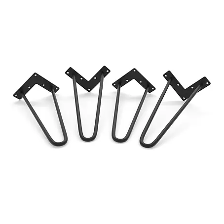 HEVVA 4er-Set Hairpin-Möbelbeine - NEAPEL - Höhe 30 cm, 2-Stäbig, Schwarz