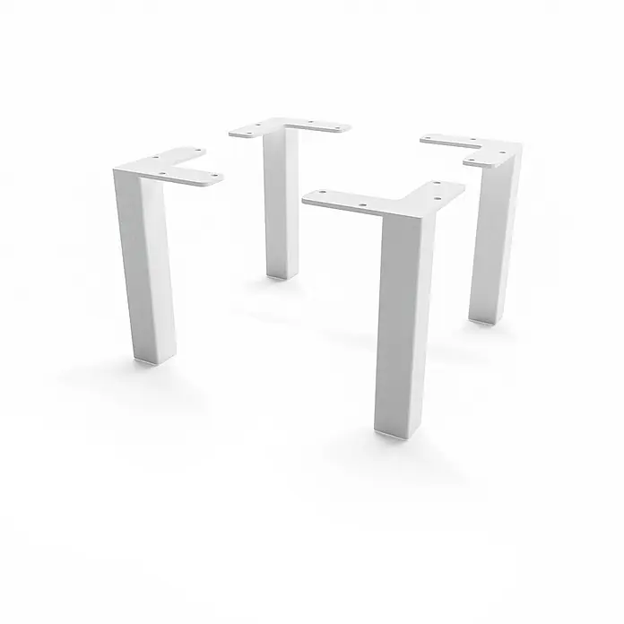 HEVVA 4x Möbelfüße - LUZERN - Höhe 15 cm,Quadratisch, Weiß - 