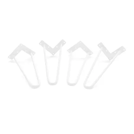HEVVA 4er-Set Hairpin-Möbelbeine - NEAPEL - Höhe 30 cm, 2-Stäbig, Weiß