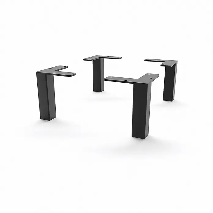 HEVVA 4x Möbelfüße - LUZERN - Höhe 10 cm, Quadratisch, Schwarz - 