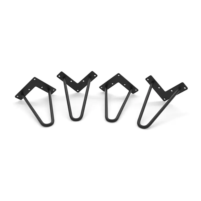 HEVVA 4er-Set Hairpin-Möbelbeine - NEAPEL - Höhe 20 cm, 2-Stäbig, Schwarz - 