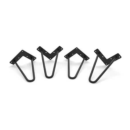 HEVVA 4er-Set Hairpin-Möbelbeine - NEAPEL - Höhe 20 cm, 2-Stäbig, Schwarz