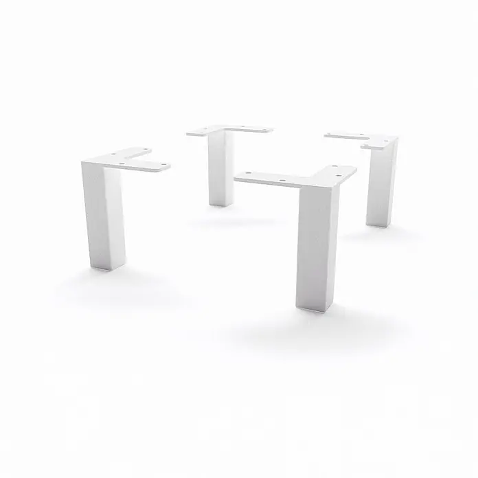 HEVVA 4x Möbelfüße - LUZERN - Höhe 10 cm, Quadratisch, Weiß - 