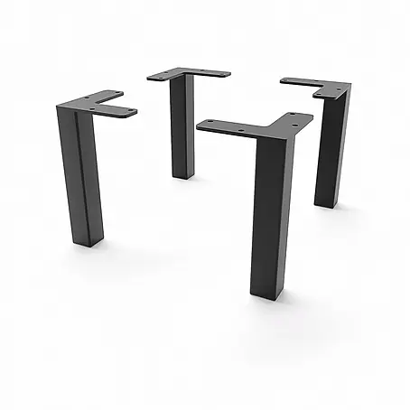 HEVVA 4x Möbelfüße - LUZERN - Höhe 15 cm, Quadratisch, Schwarz