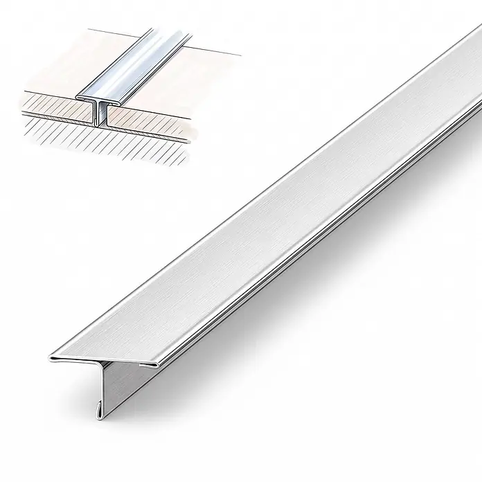 Dalsys Fliesenprofil T-Profil V2A Edelstahl Gebürstet 2,5 m x 15 mm - 